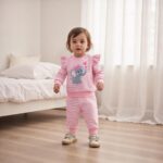 LAGKIYOJ Winter Baby Girl Clothes Elephant Embroidery Sweatshirt Pullover + Elastic Waist Stripe Pants Infant Clothes Girl (Pink Elephant, 6-12 Months)