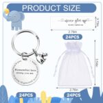 Loetere 24 Pack Never Give up Keychains Inspirational Gift for Women Men Charm Keyring with Thank You Tag and Organza Bag(Elephant)