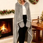 CWDGAGANB Elephant Gifts for Women Wearable Hooded Blanket Soft Cute Warm Fluffy Elephant Hooded Blanket