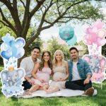 2 Sets Baby Shower Plastic Yard Sign with Stakes Gender Reveal Outdoor Decorations Blue Pink Boy or Girl Yard Sign He and She Elephant Lawn Sign Newborn Welcome Sign for Gender Reveal Party Supplies