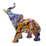 SHTWX Colorful Elephant Statue Sculpture Frgurine Gift for Home Office Living Room Desktop Decoration Garden Figurines Outdoor Decor Frgurines (Small)