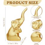 DUQGUHO Gold Elephant Gifts for Women, Modern Style Small Golden Animal Statue, 2PCS Mini Elephant Decor for Desk Shelves 3.5Inch