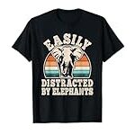 Easily Distracted by Elephants Retro Elephant Men Women T-Shirt