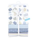 Hudson Baby Unisex Baby Cotton Flannel Receiving Blankets 4-Pack, Multi Color Boy Elephant, One Size