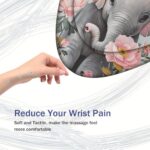 Ergonomic Mouse Pad and Coaster Set?with Gel Wrist Rest – Relief of Carpal Tunnel Pain, Durable and Comfortable Non-Slip PU Base Mouse Pad, Cute Little Elephant Flower