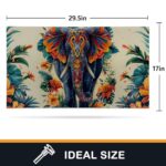 UNDAHIS Artistic Elephant Indoor Door Mat, Non Slip Vibrant Floral Doormats for Living Room Kitchen, Non-Woven Fabric Welcome Mat for Entrance Office Home, Decorative Floor Rug Gifts 17×29.5in