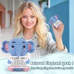 Hudiegify Valentines Day Gifts for Him Her, Romantic I Love You Boyfriend Girlfriend Valentines Day Gifts, Wedding for Women Men Couples Husband Wife, Handmade Emotional Crochet Elephant Doll