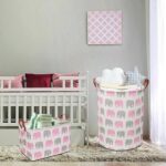 NTAOHAMPER Laundry Basket,Waterproof Hamper,Clothes Hampers for Nursery,Gift Basket,Room Decor,Collapsible Storage Basket (Pink Elephant)