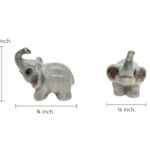 ChangThai Design Tiny ? Inch Blue Baby Elephant Standing Lift Trunk Figurine – Miniature Hand Made Painted Ceramic Asian Elephants Cute Animals Porcelain Decorative Collectible Figurines Décor Gifts