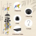 35.4″ Elephant Wind Chimes for Outside, Metal Windchimes, Elephants Wind Chime Garden Decor, Mothers Day Birthday Memorial Gifts for Mom Grandma Wife, Durable Outdoors Decor