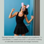Kirei Sui 4-Piece Elephant Costume Animal Ears Headband Halloween Dress Up Cosplay for Adults Gray