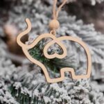 Wood Elephant Ornament with Heart Cutout – Wooden Hanging Elephant Christmas Ornament for Friends Mom Tribe Gift, Mom Friend Ornament, Gift for Sister