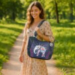 Large Elephant Purse Western Handbag and Wallet Set for Women Boho Tote Bag Combo (Purple)