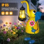Solar Outdoor Garden Decor Elephant Statue Lights, 14″ Metal Elephant with Solar Garden Lights for Outdoor, Yard, Patio Decor, Unique Birthday Gifts for Women Mom Grandma Cute Housewarming Gifts