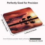 knseva Elephant Family Silhouettes Office/Gaming Mouse Pad 9.5″x7.9″, Anti-Slip Mat for Desk, Wild Animals By River at Sunset Landscape