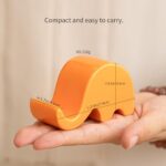 ZEAFER Elephant Decorative Ceramic Statue & Phone Holder for Elephant Lovers, Home Decoration (Orange Ceramic)