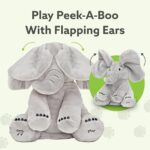 Tippi Peek a Boo Elephant Toy – Interactive Singing Elephant Teddy with Flapping Ears – for Newborn Baby Boys or Girls – Peekaboo Soft Toy for Babies 0-12 Months +