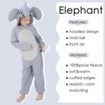 Sincere Party Fleece Cute Elephant Onesie Costume,Vivid Hooded Elephant Jumpsuit for Boys and Girls XL(10-12)
