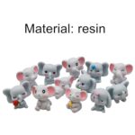 Pinenjoy 12Pcs Mini Elephant Figurines Miniature Resin Elephants Figures Cute Cake Toppers for DIY Micro Moss Landscapes Terrarium Fairy Garden Party Decorations