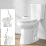 2Pcs White Elephant Toilet Bolt Covers Decorative, Christmas White Elephant Gifts, Ceramic Toilet Screw Cover Caps for Bottom of Toilet, Tall Toilet Floor Bolt Caps, Easy installation