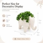 LiFlow Living Resin Elephant Planter with Artificial Greenery, Vintage White Elephant Plant Pot Statue, Cute Animal Figurine Decor for Indoor Outdoor Rustic Garden, Shelf, Patio, Tabletop