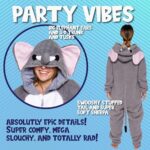 Funziez! Slim Fit Sherpa Adult Onesie – Animal Halloween Costume – Plush One Piece Cosplay Suit for Women and Men