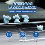 Rislobx Mini Resin Elephants Car Dashboard Decorations, 4PCS Cute Elephant Rear View Mirror Screen Ornament Interior Accessories (Blue)