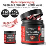 Red Yeast Rice 1200mg with Nattokinase & CoQ10 – Extra Strength Natto Extract Supplement, Citrinin-Free, Cholesterol & Heart Health Support Formula for Men & Women, Circulatory Health – 120 Capsules