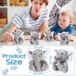 Jenaai 12 Pcs Elephants Stuffed Animals Bulk 4 Inches Small Cute Soft Forest Plush Elephants Stuffed Animal Toys for Girls Boys Birthday Baby Shower Decoration Party Supplies(Gray)