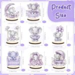 16 Pcs Wooden Baby Shower Table Centerpiece Purple Elephant Tabletop Detachable Sign Boy Or Girl Gender Reveal Table Toppers Display Decoration Elephant Birthday Photo Props Party Favor Supplies