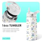 Animals Gifts for Boys Girls – 16oz Kids Water Bottle with Straw Lid, Stainless Steel Insulated Bottle, Leak Proof, BPA-Free, Cartoon Travel Cup for School, Elephant Children Birthday Gift Cup(1pc)