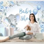 InMemory Blue Elephant Baby Shower Backdrop Watercolor Flower It’s A Boy Oh Baby Shower Party Decorations Photography Background Floral Little Peanut is On The Way Wall Banner 5x3ft