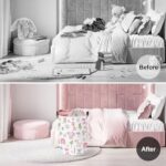 Clastyle Cute Forest Animal Laundry Basket Elephant Lion Kids Clothes Book Storage Basket Gift Toy Box for Bedroom Decor,Pink,36×45 cm