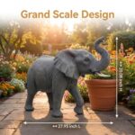 Large Resin Elephant Statue, 28 Inch Trunk Up