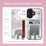 Goodon for iPhone 17 Case Wallet – Flip Folio Leather Cover with Trendy Floral Design, 3 Card Slots & Kickstand Function, Stylish Protective Phone Case for Women and Girls – Elephant Flower