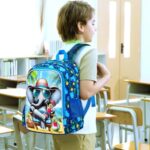 HPJGD 3PCS Boys Elephant Bookbag, Water Resistant Kids Backpack Set with Lunch Box, Cute School Bag for Preschool Toddler