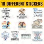 (10pcs-3in) Elephant Stickers Pack – Gift for Parents, Friends, Brothers, Sisters, Animal Lovers, Wildlife Enthusiasts, Students – Ideal for Laptops, Water Bottles, Journals, Scrapbooking, Gifts EL