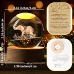Jetec 10 Sets Graduation Elephant Gift for Women 3D Elephant Crystal Ball Night Light with Story Card Birthday Friendship Gift Decor for Sisterhood Sister Long Distance BFF Best Friend Day